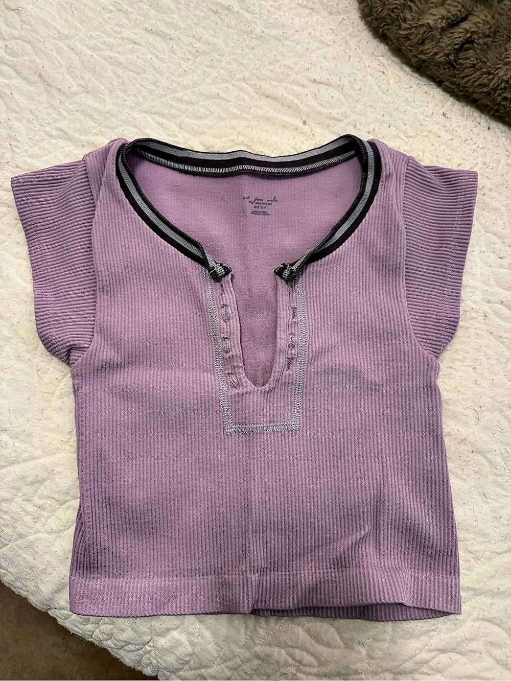 Free People Protagonist Tee Purple Ribbed Short Sleeve Top